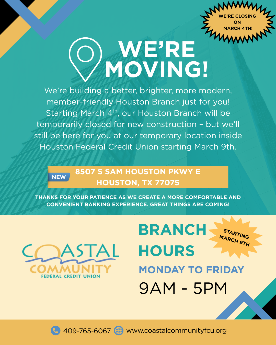 Houston Branch Closure